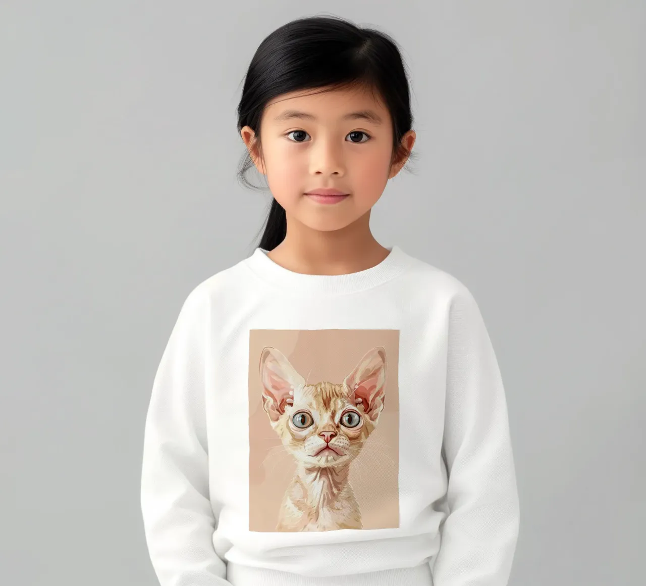 Sereno gatto Devon Rex con occhi chiari felpa bambino da DesignDoodle