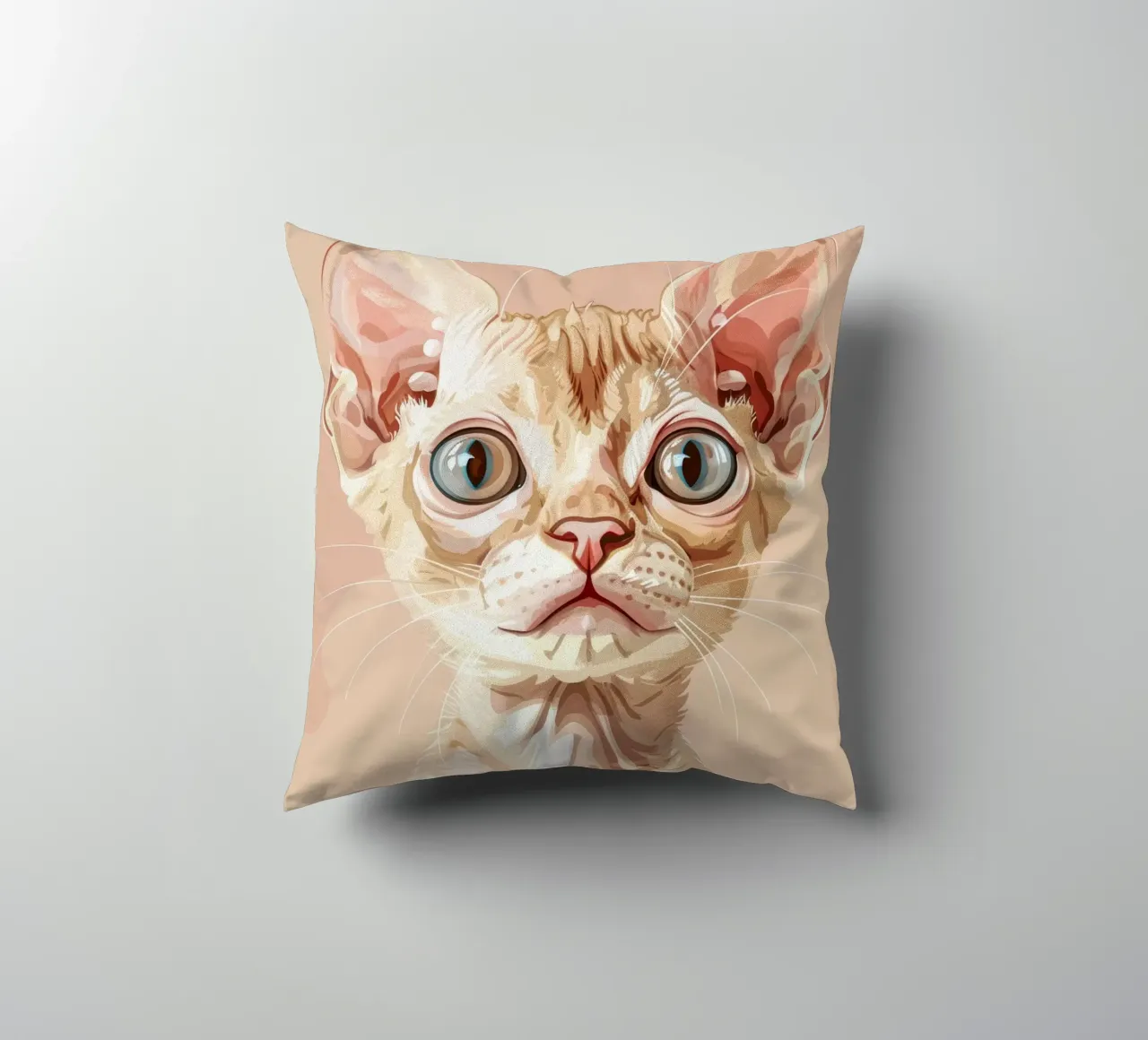 Sereno gatto Devon Rex con occhi chiari cuscino da DesignDoodle