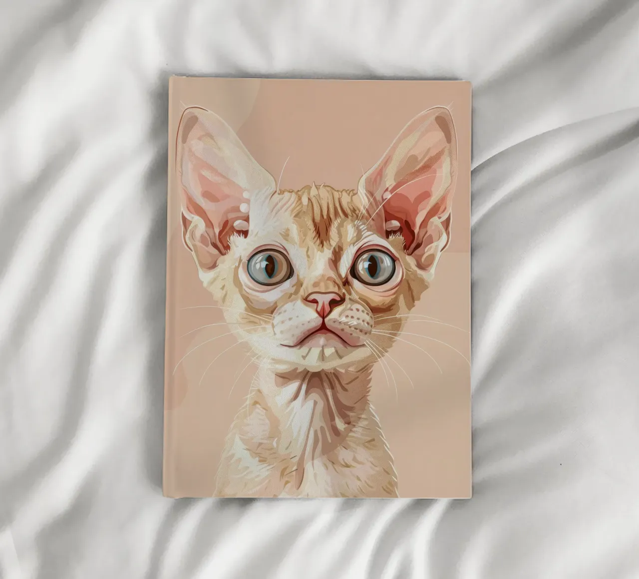 Serene Devon Rex Cat with Pale Eyes notebook by DesignDoodle