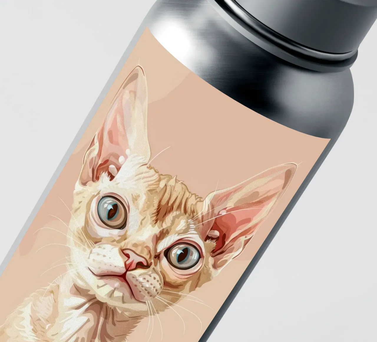 Serene Devon Rex Cat with Pale Eyes sticker by DesignDoodle