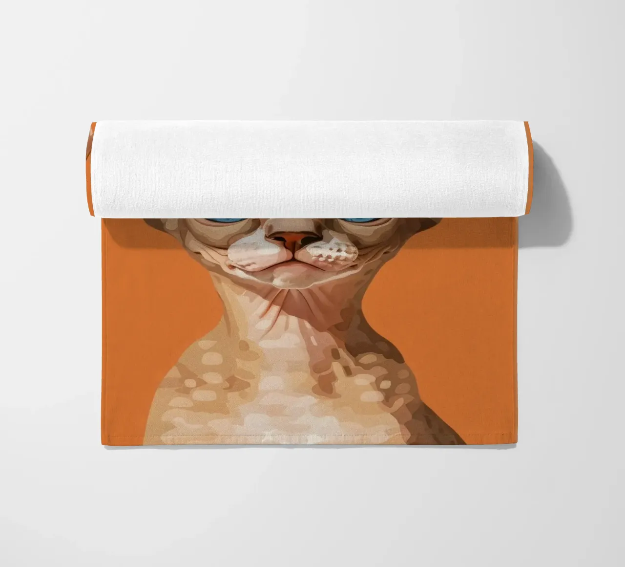 Ritratto di gatto Devon Rex dagli occhi blu telo mare da DesignDoodle