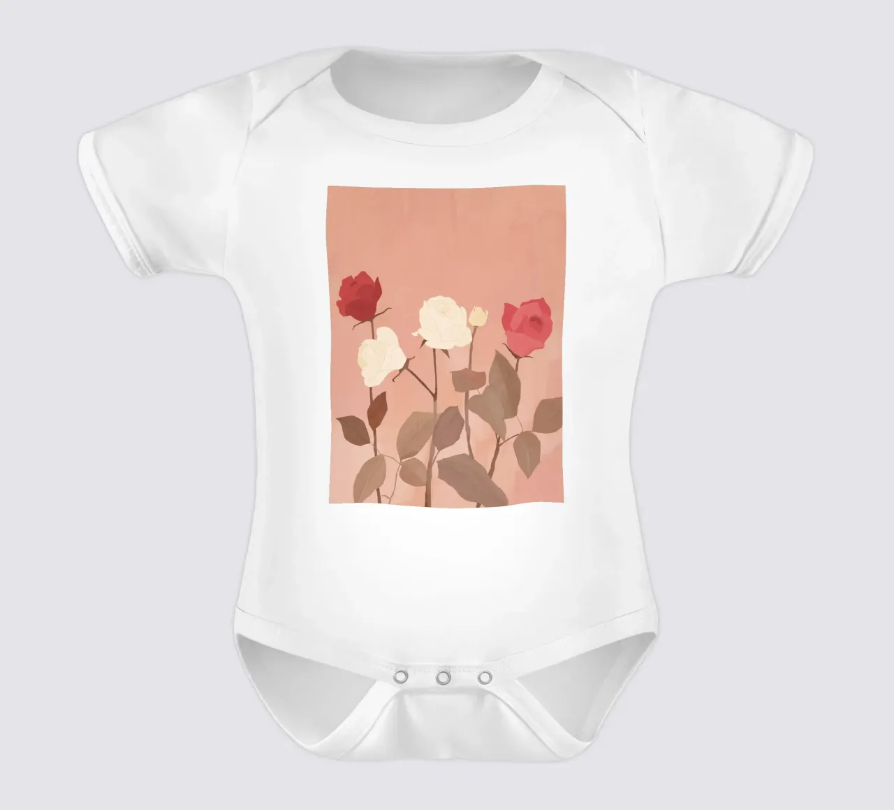 Rose bianche e rosse body neonato maniche corte da ThingDesign