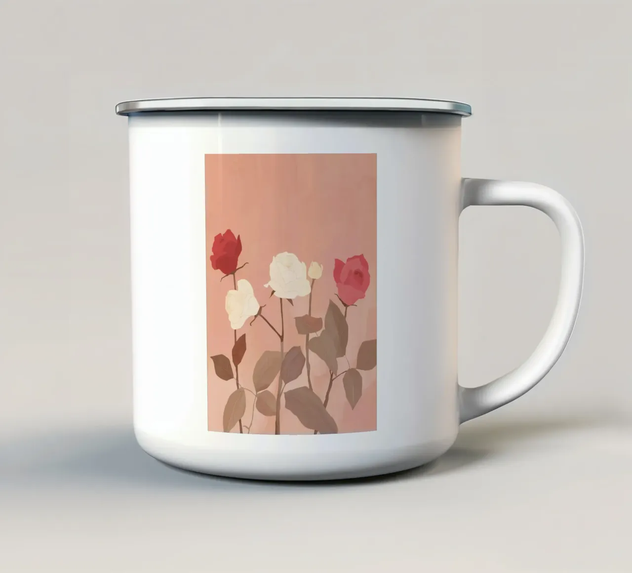 Rose bianche e rosse tazza in smalto da ThingDesign