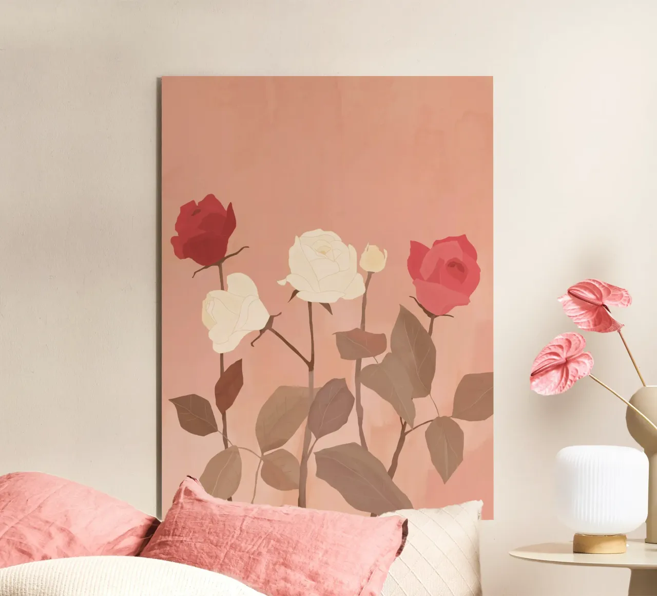 Rose bianche e rosse alluminio dibond da ThingDesign