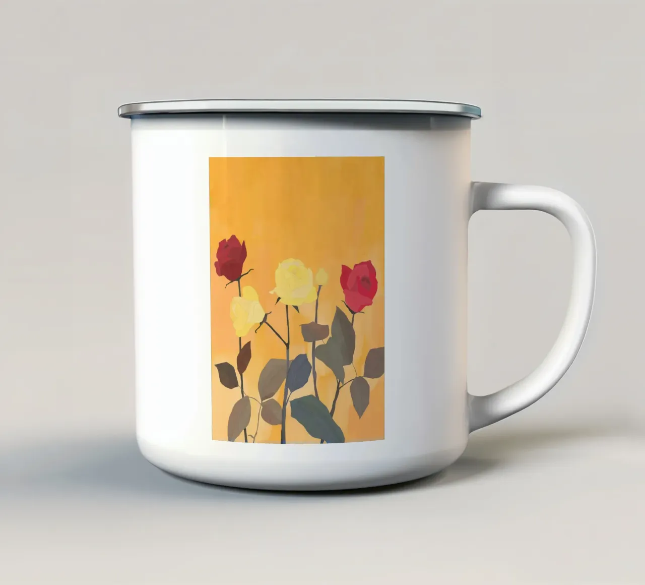 Rose rosse e gialle 2 tazza in smalto da ThingDesign