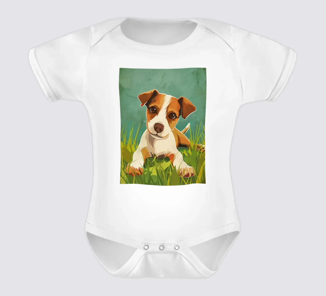 Chiot enjoué dans l'herbe body bébé de DesignDoodle
