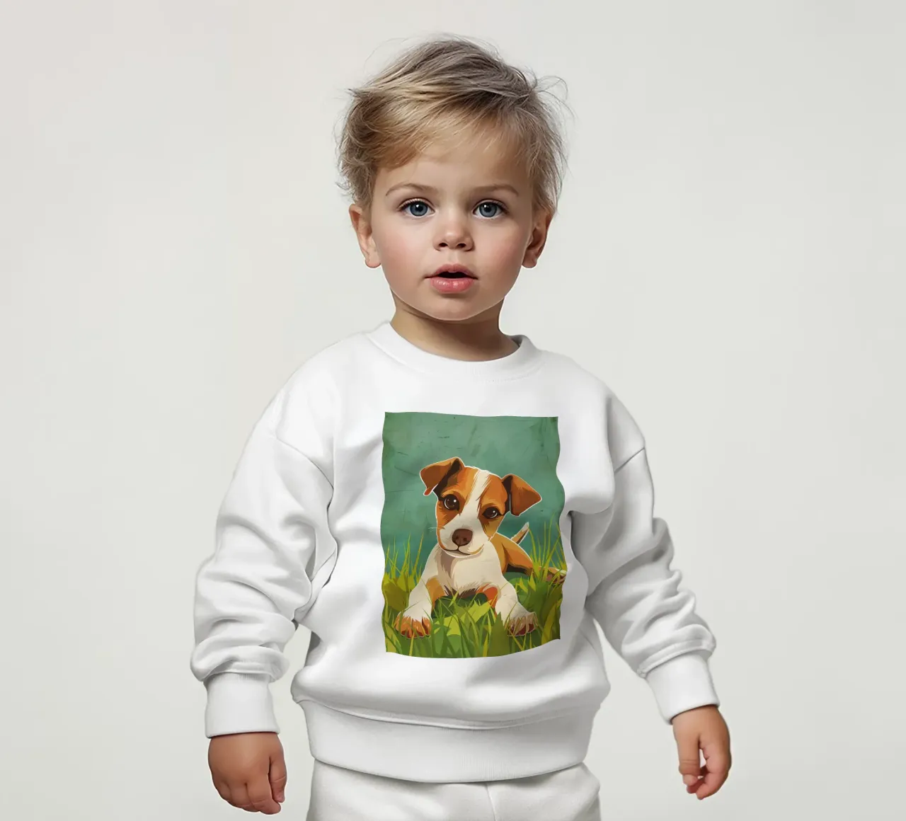 Cucciolo giocoso nell'erba felpa neonato da DesignDoodle