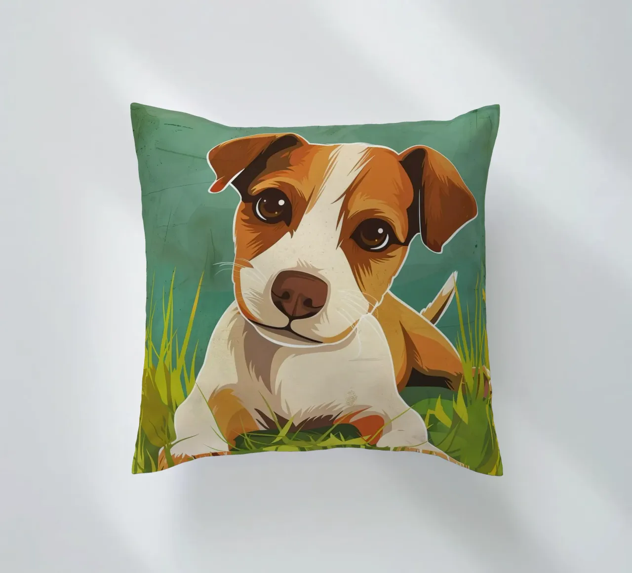 Cucciolo giocoso nell'erba cuscino da DesignDoodle