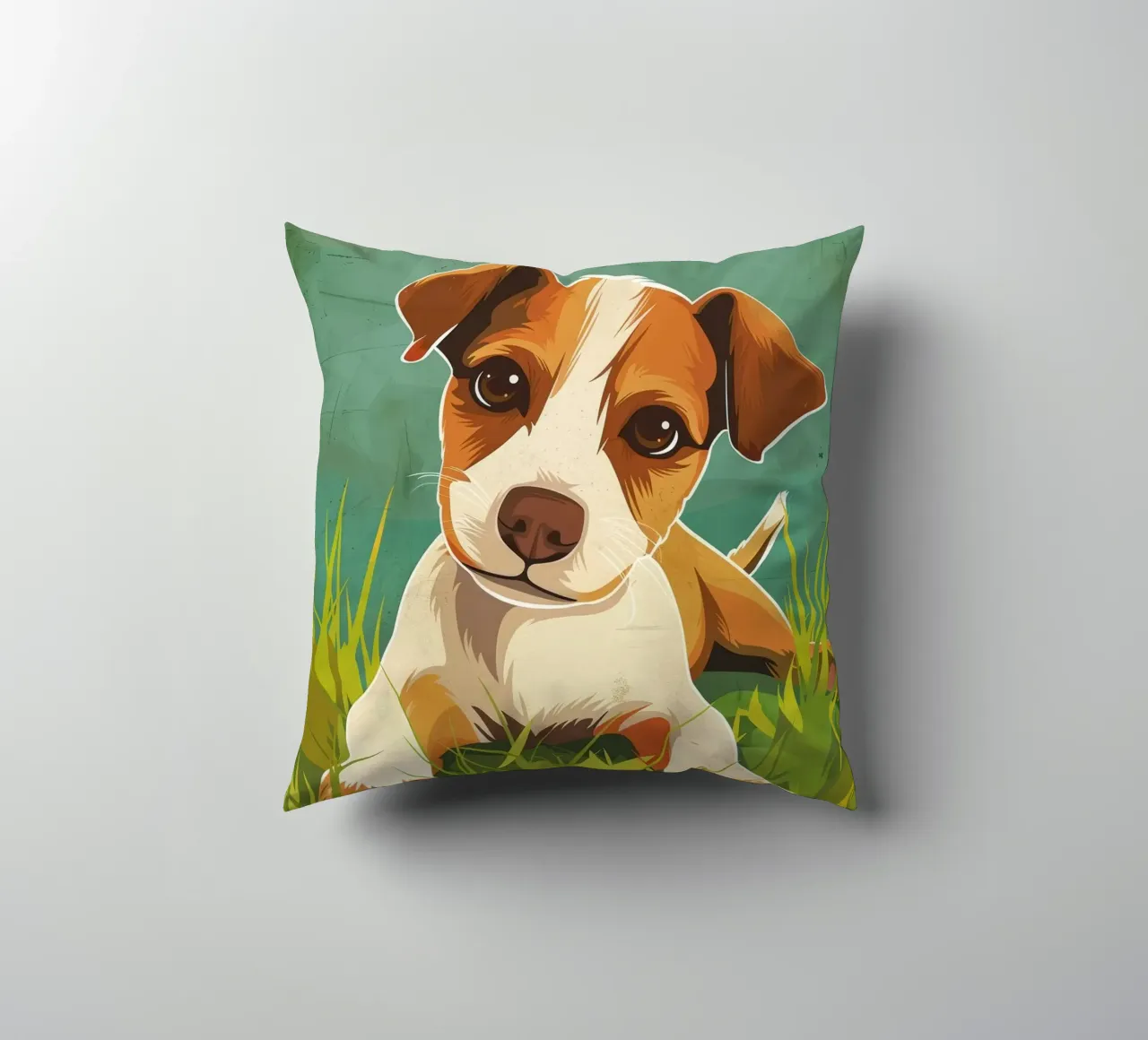 Cucciolo giocoso nell'erba cuscino da DesignDoodle