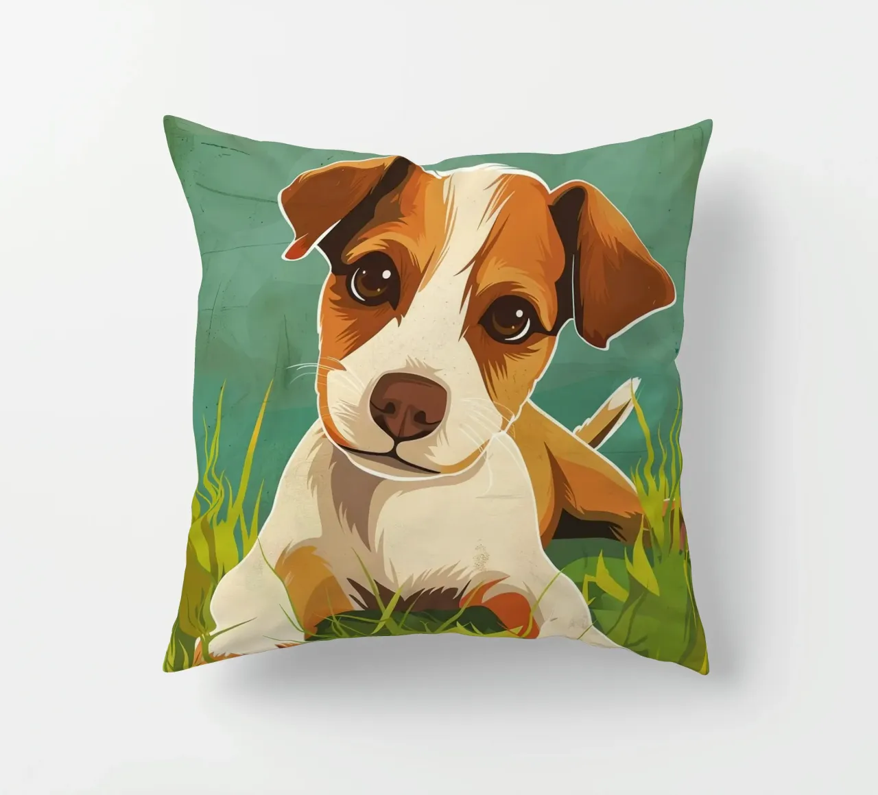Cucciolo giocoso nell'erba cuscino da DesignDoodle
