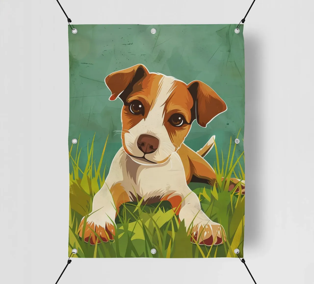 Cucciolo giocoso nell'erba telo in pvc da DesignDoodle