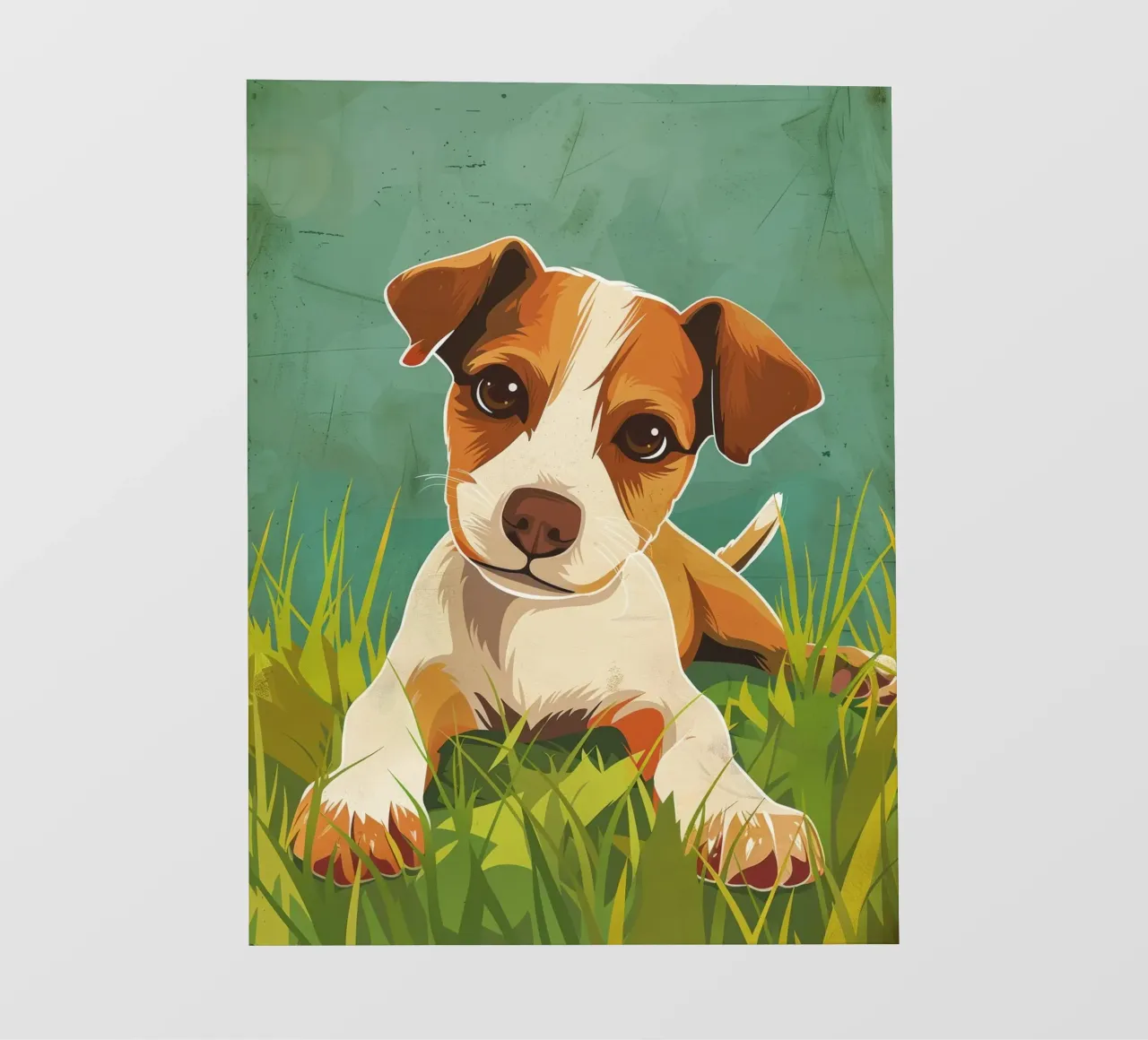 Cucciolo giocoso nell'erba telo in pvc da DesignDoodle