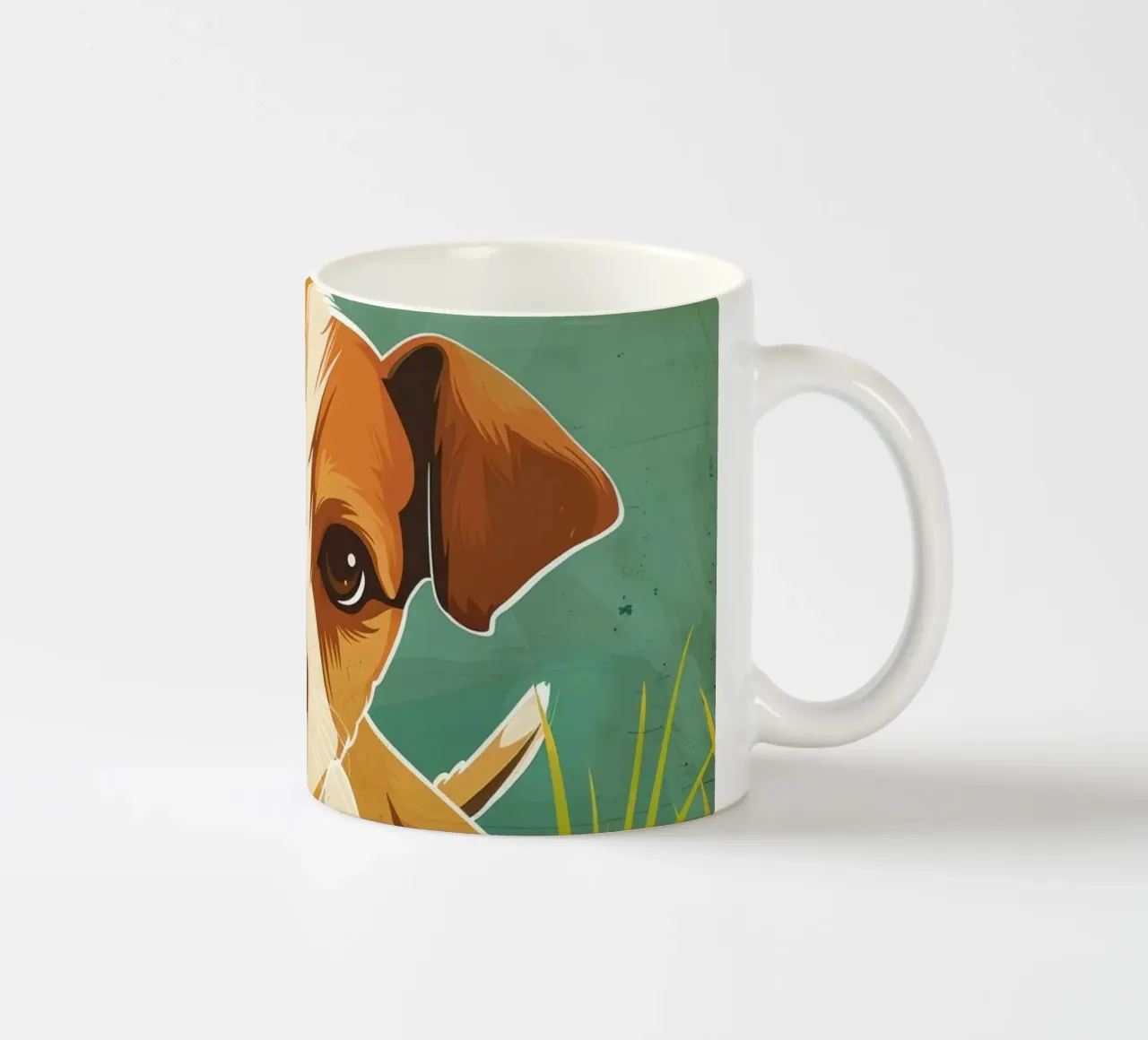 Cucciolo giocoso nell'erba tazza in ceramica da DesignDoodle