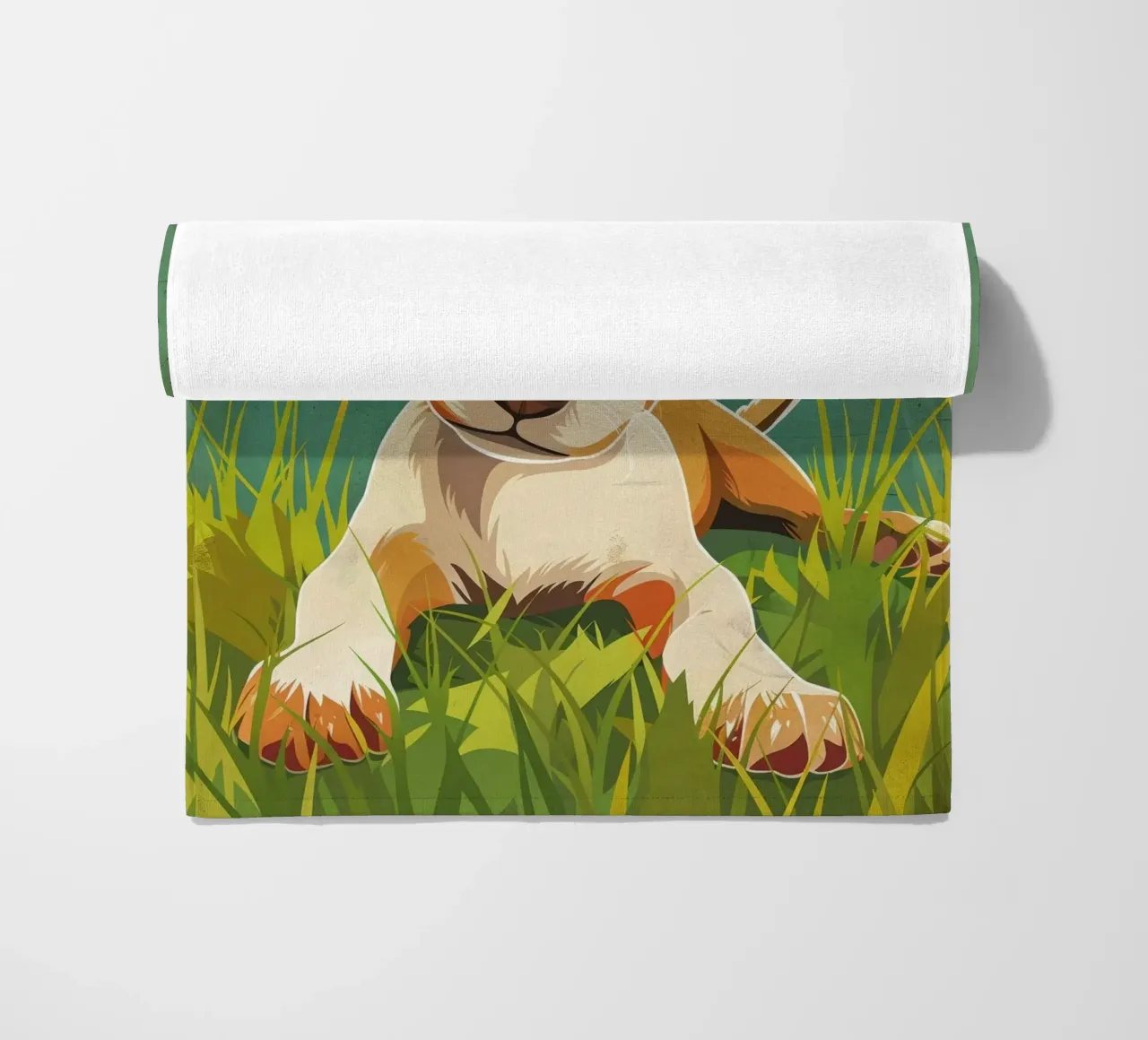 Cucciolo giocoso nell'erba telo mare da DesignDoodle