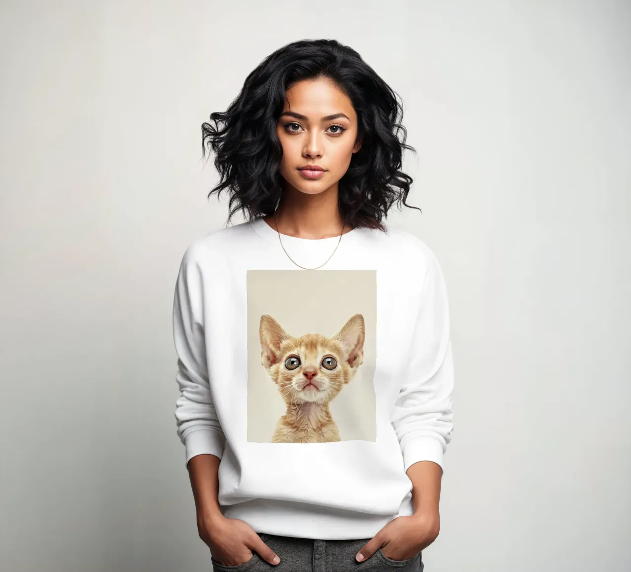 Neugieriges Ginger Devon Rex Kätzchen Sweatshirt von DesignDoodle