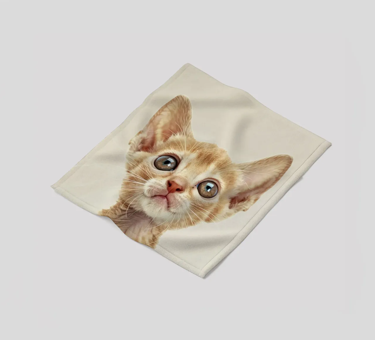 Neugieriges Ginger Devon Rex Kätzchen Fleecedecke von DesignDoodle