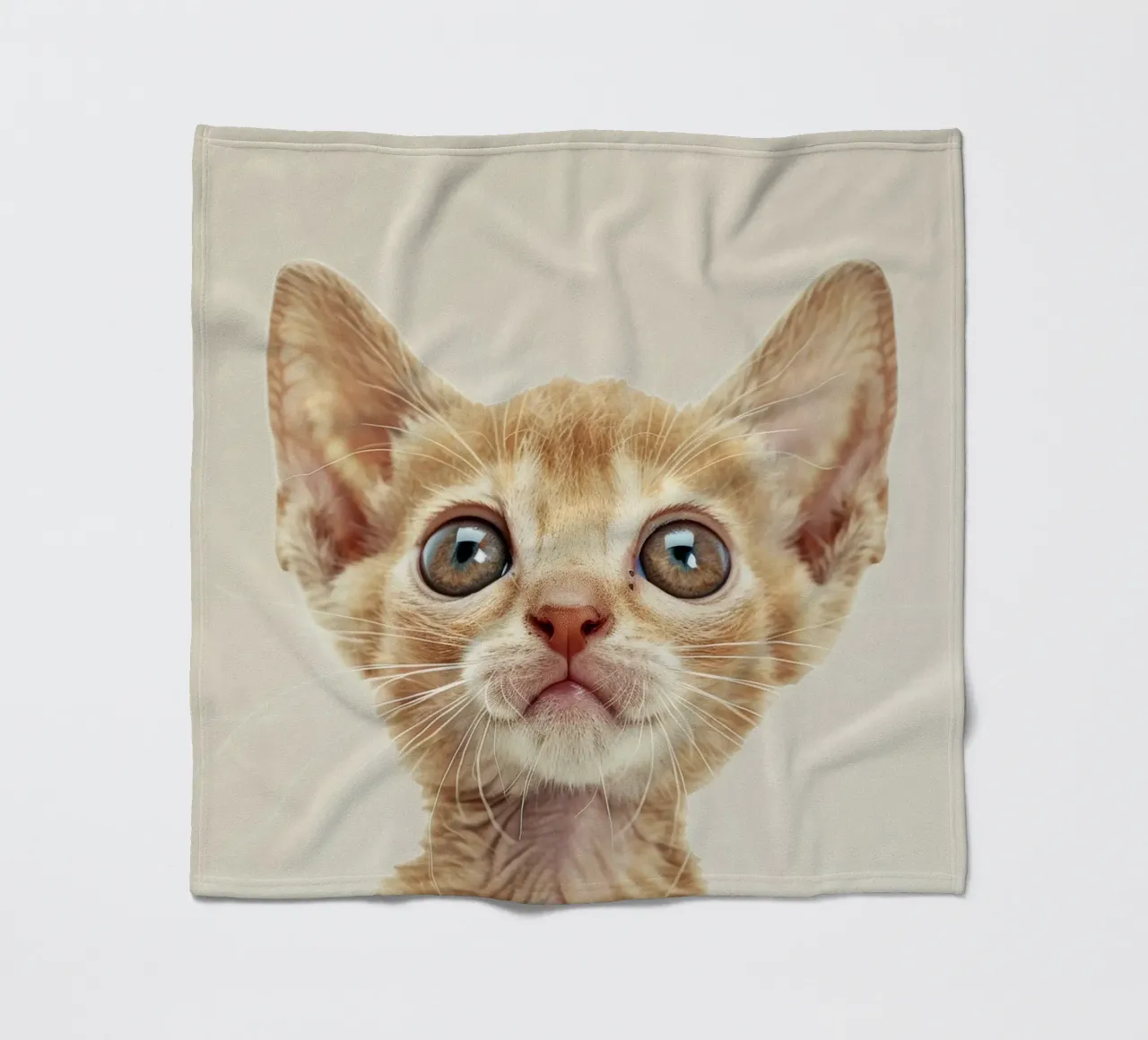Neugieriges Ginger Devon Rex Kätzchen Fleecedecke von DesignDoodle