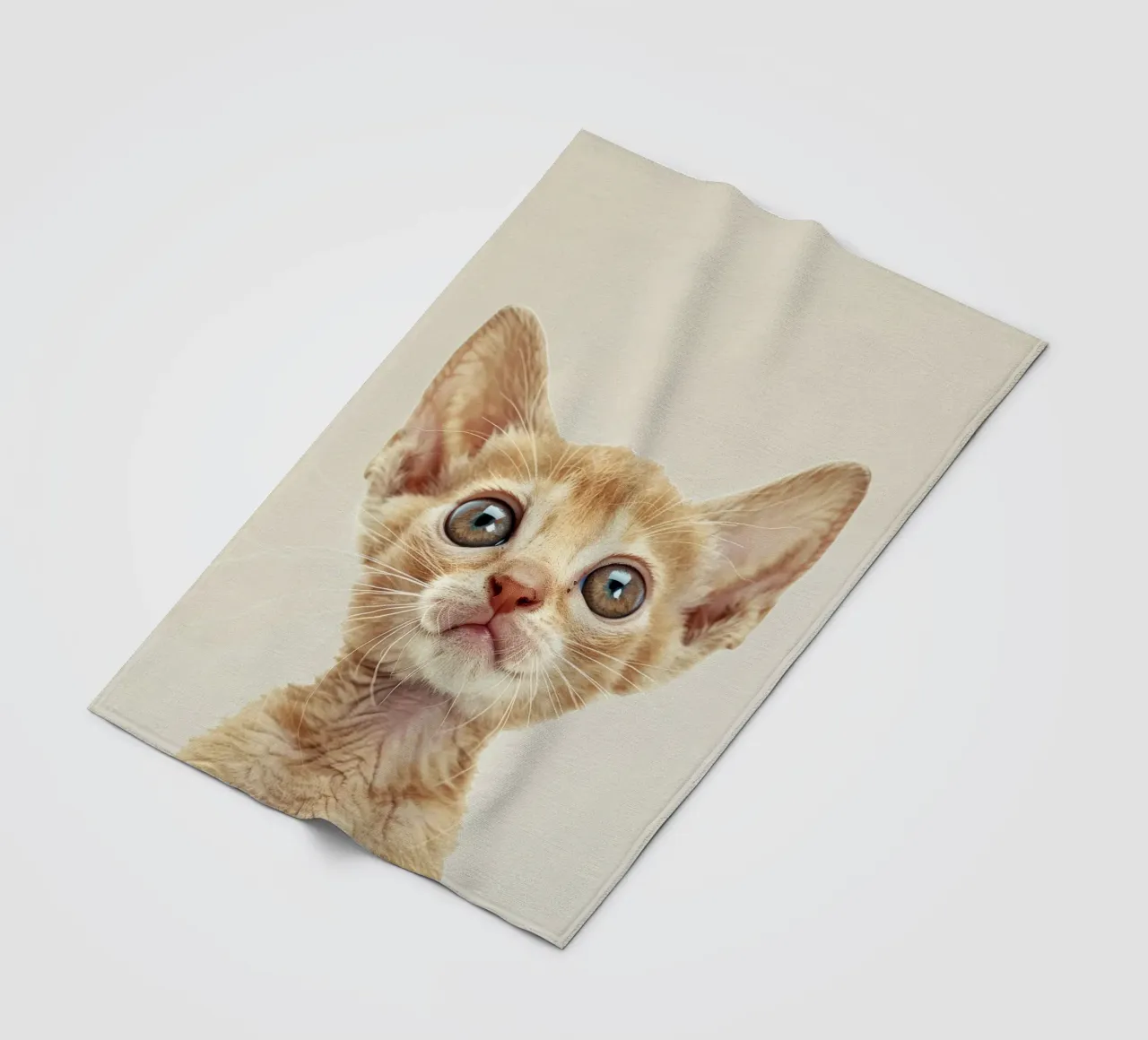 Neugieriges Ginger Devon Rex Kätzchen Fleecedecke von DesignDoodle
