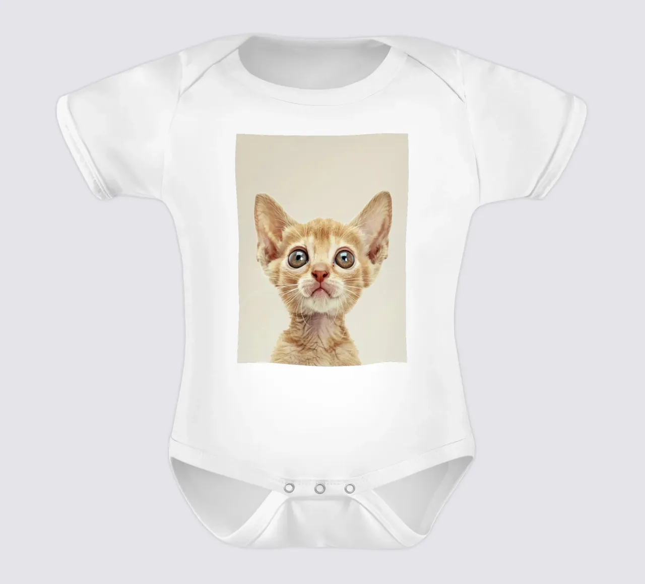 Neugieriges Ginger Devon Rex Kätzchen Kurzarm Babybody von DesignDoodle