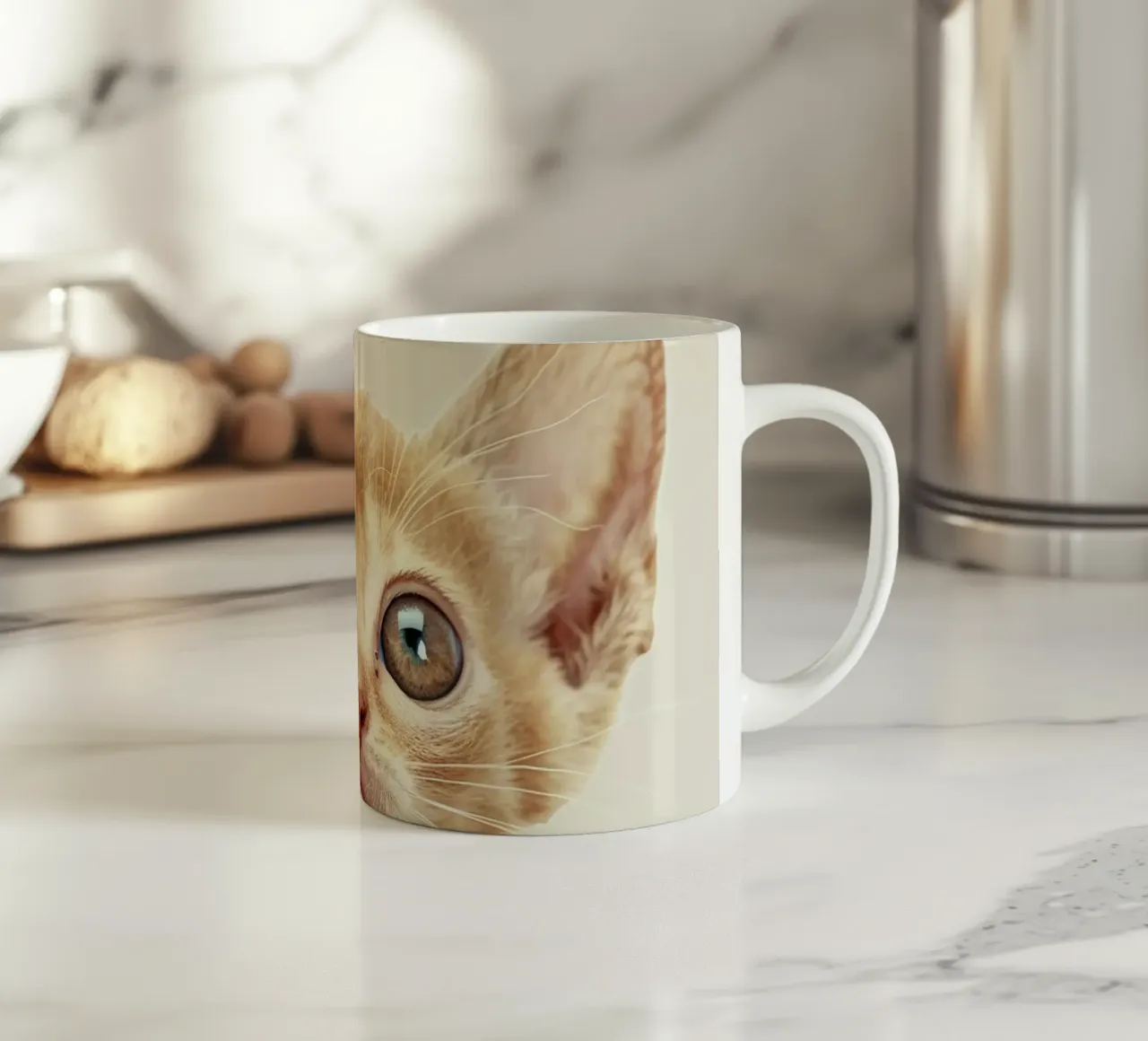 Gatto curioso Ginger Devon Rex tazza in ceramica da DesignDoodle