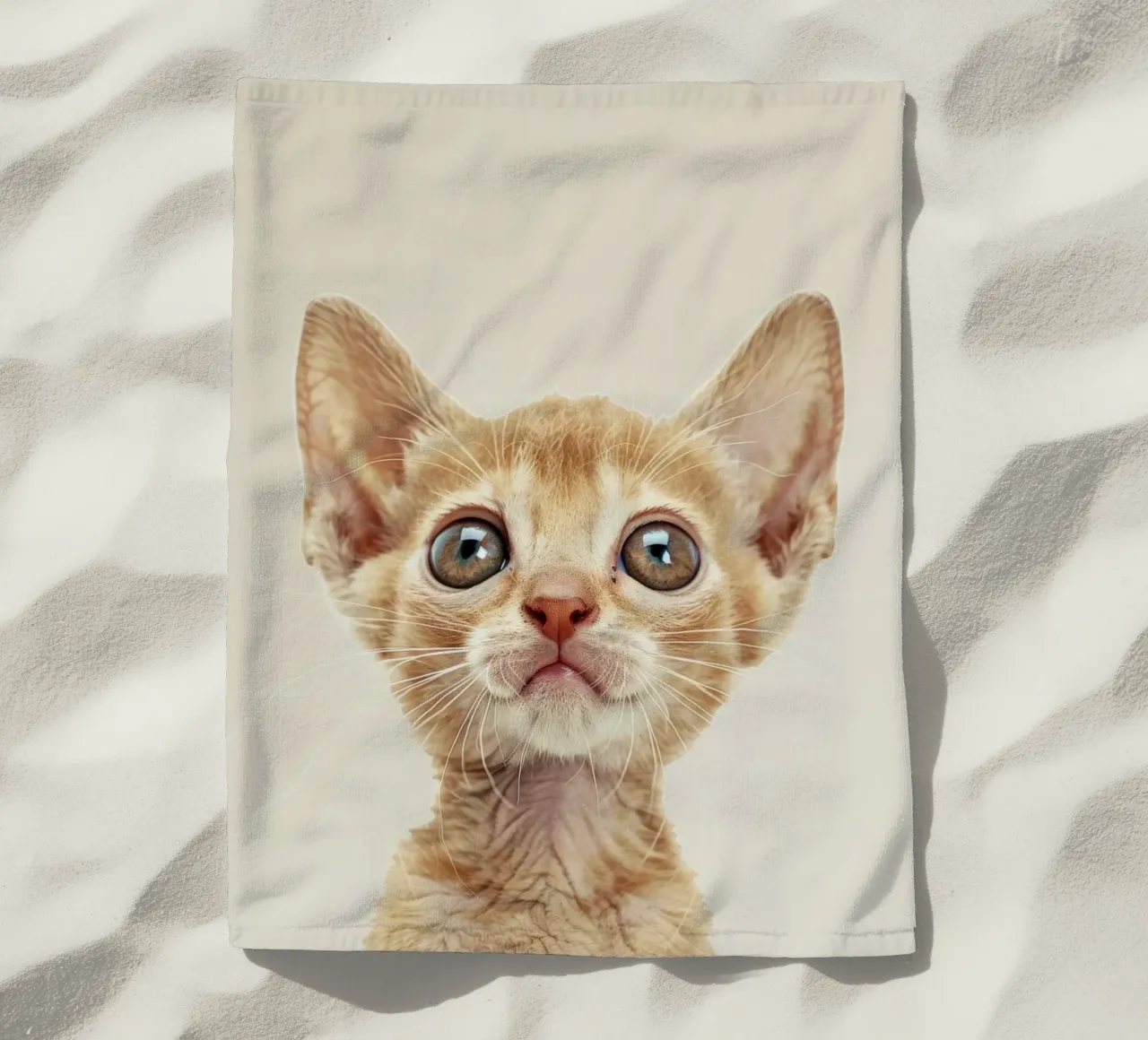 Gatto curioso Ginger Devon Rex telo mare da DesignDoodle