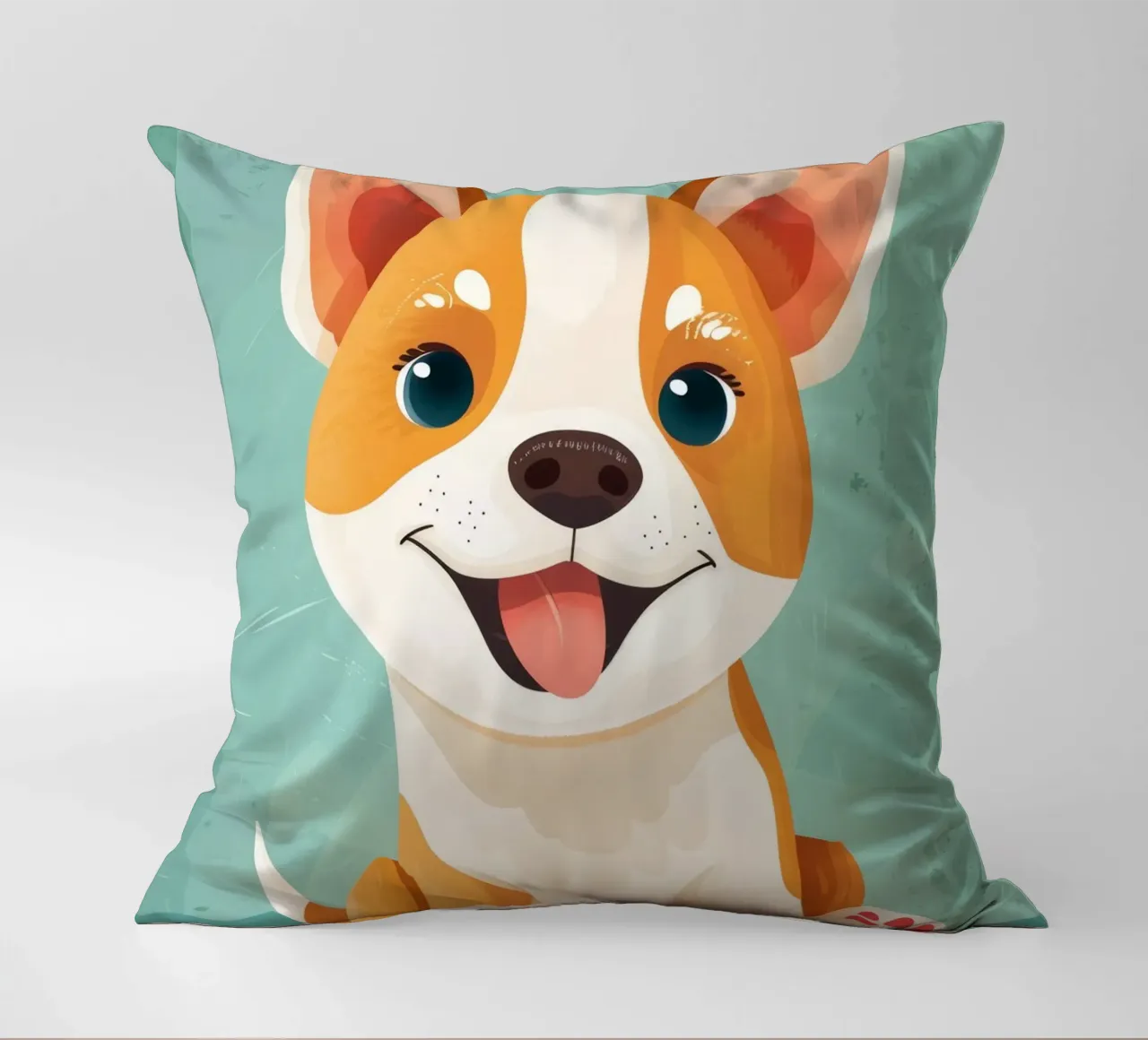 Ritratto di cucciolo Corgi felice cuscino da DesignDoodle