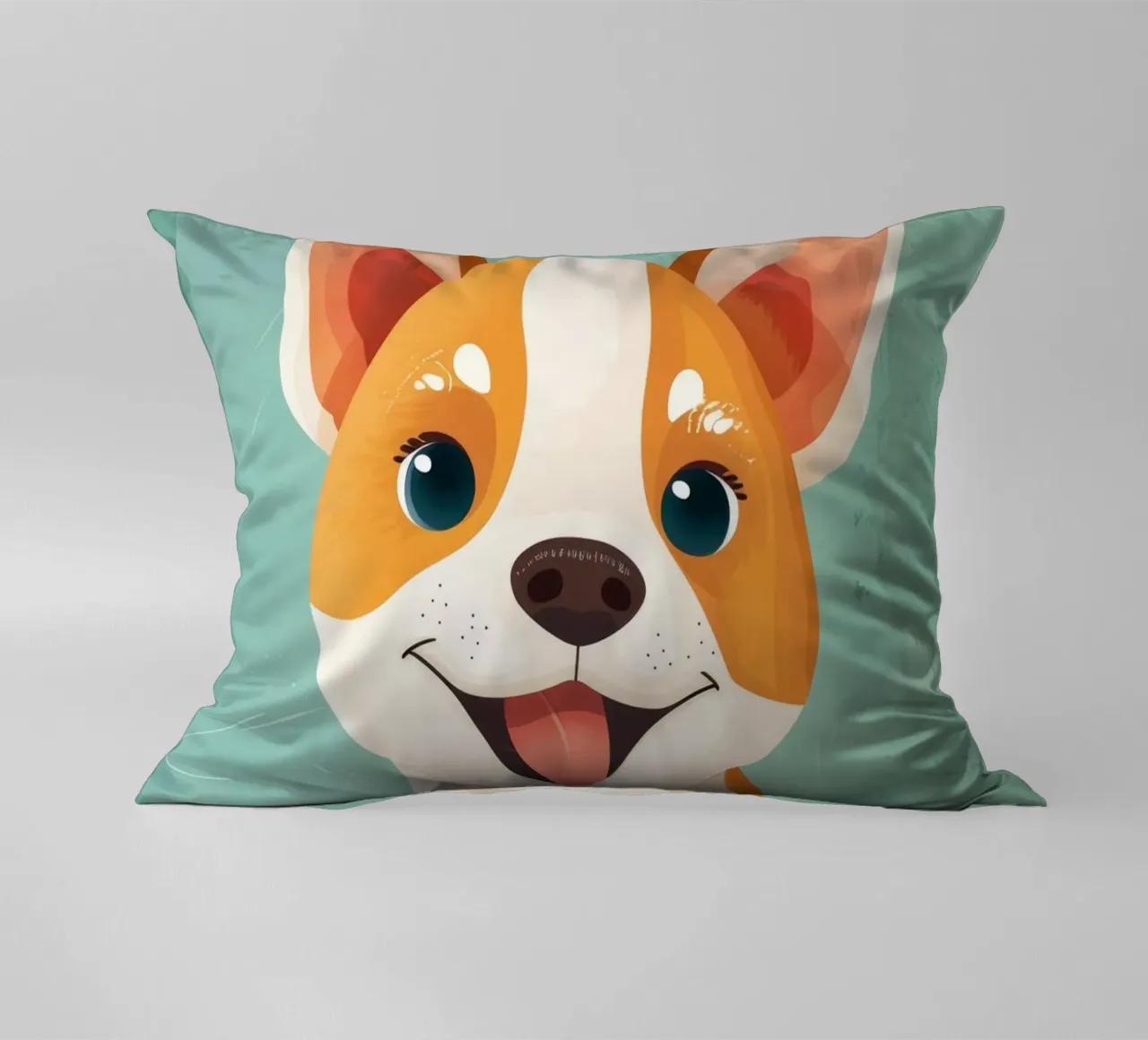 Ritratto di cucciolo Corgi felice cuscino da DesignDoodle