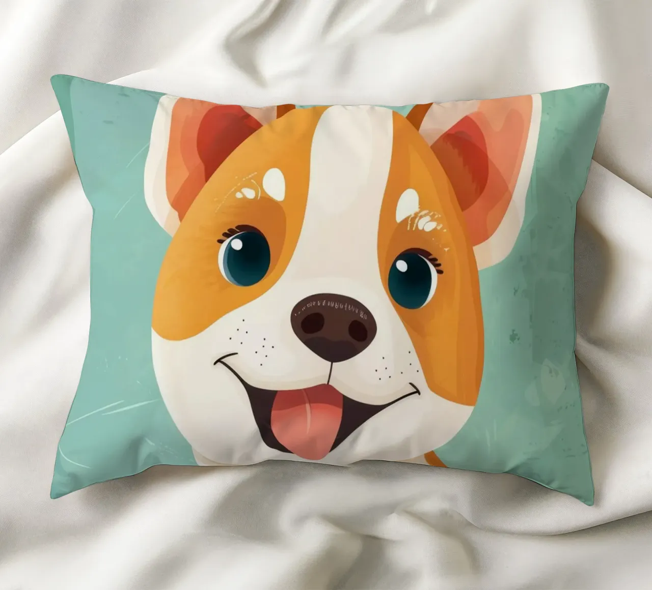 Ritratto di cucciolo Corgi felice cuscino da DesignDoodle