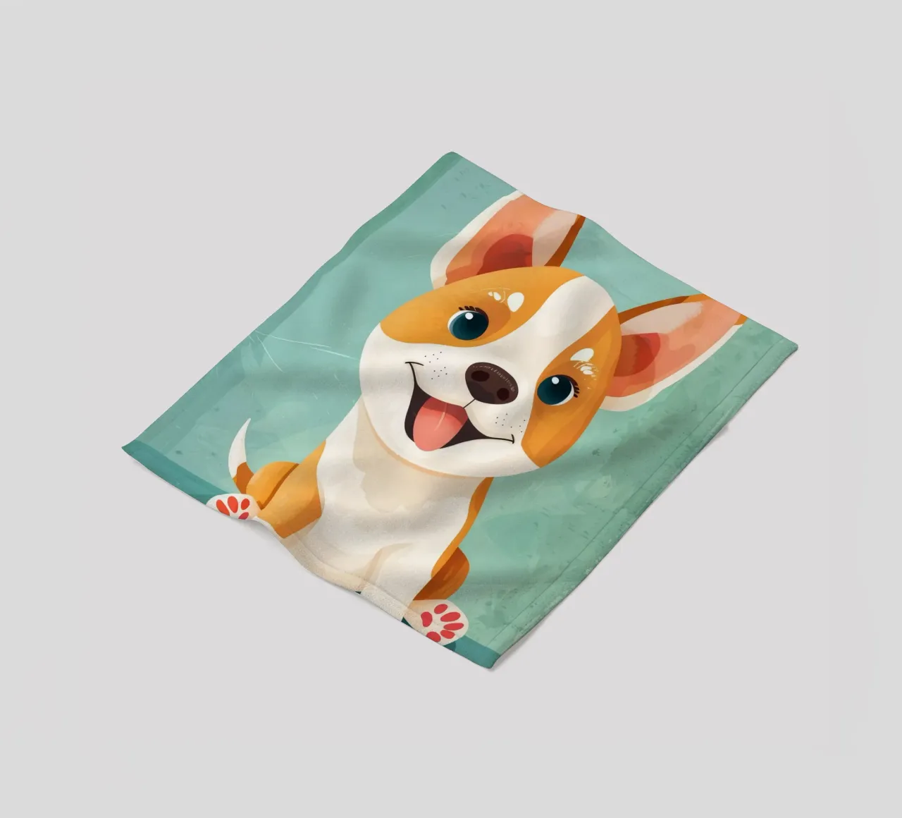 Ritratto di cucciolo Corgi felice coperta in pile da DesignDoodle