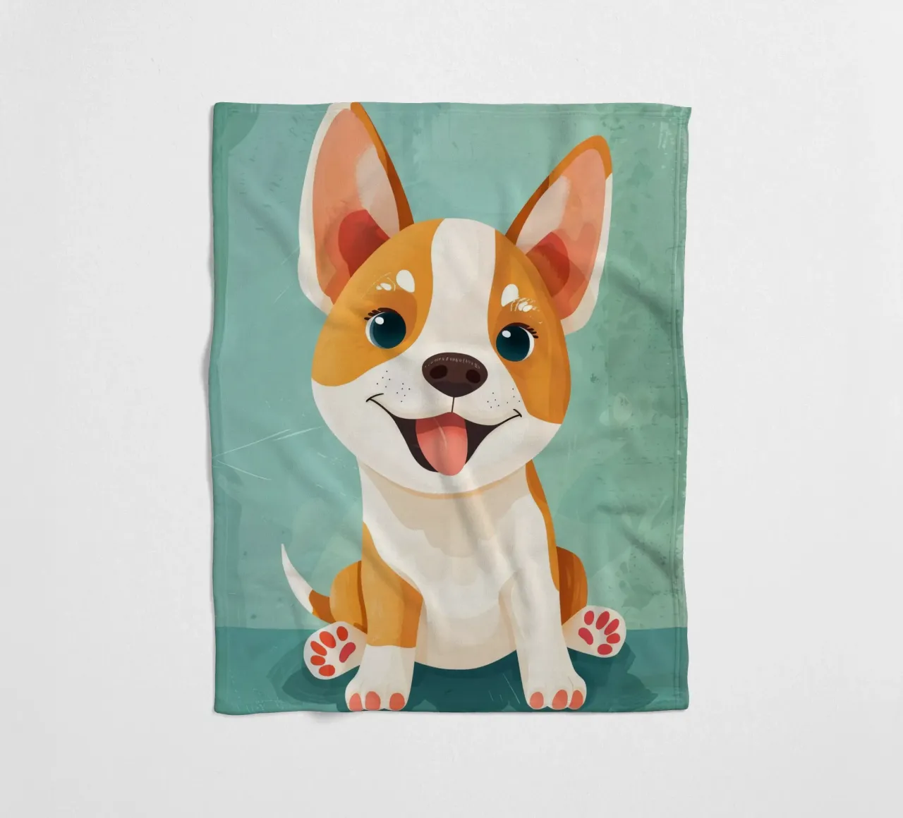 Ritratto di cucciolo Corgi felice coperta in pile da DesignDoodle