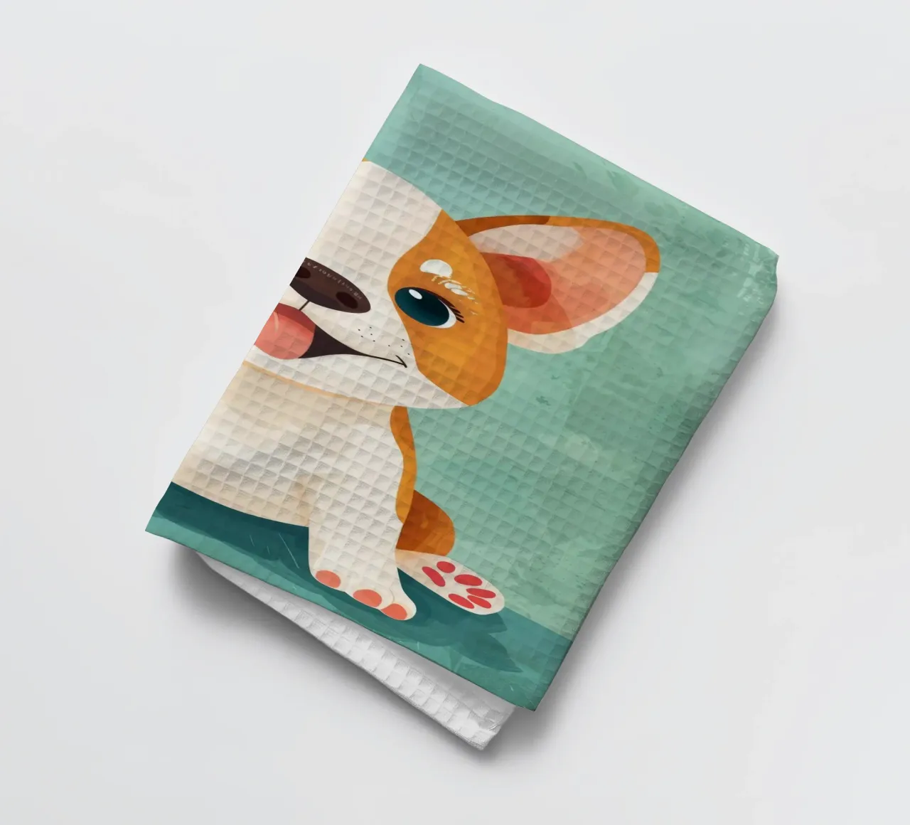 Portrait d'un chiot Corgi heureux torchon de DesignDoodle