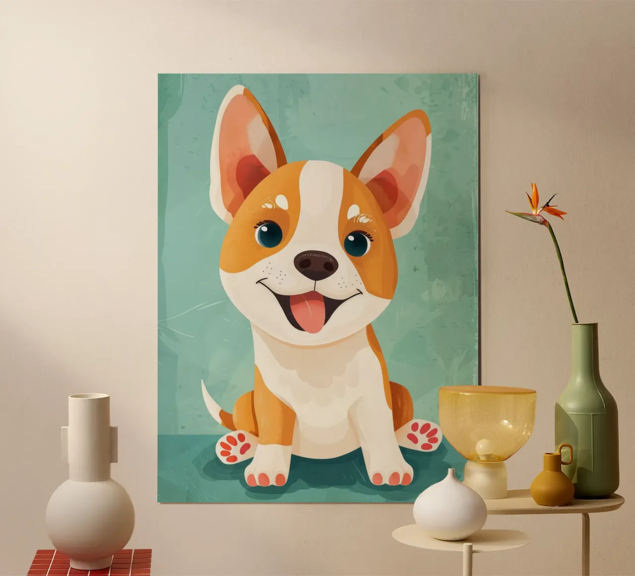 Ritratto di cucciolo Corgi felice carta hahnemühle da DesignDoodle