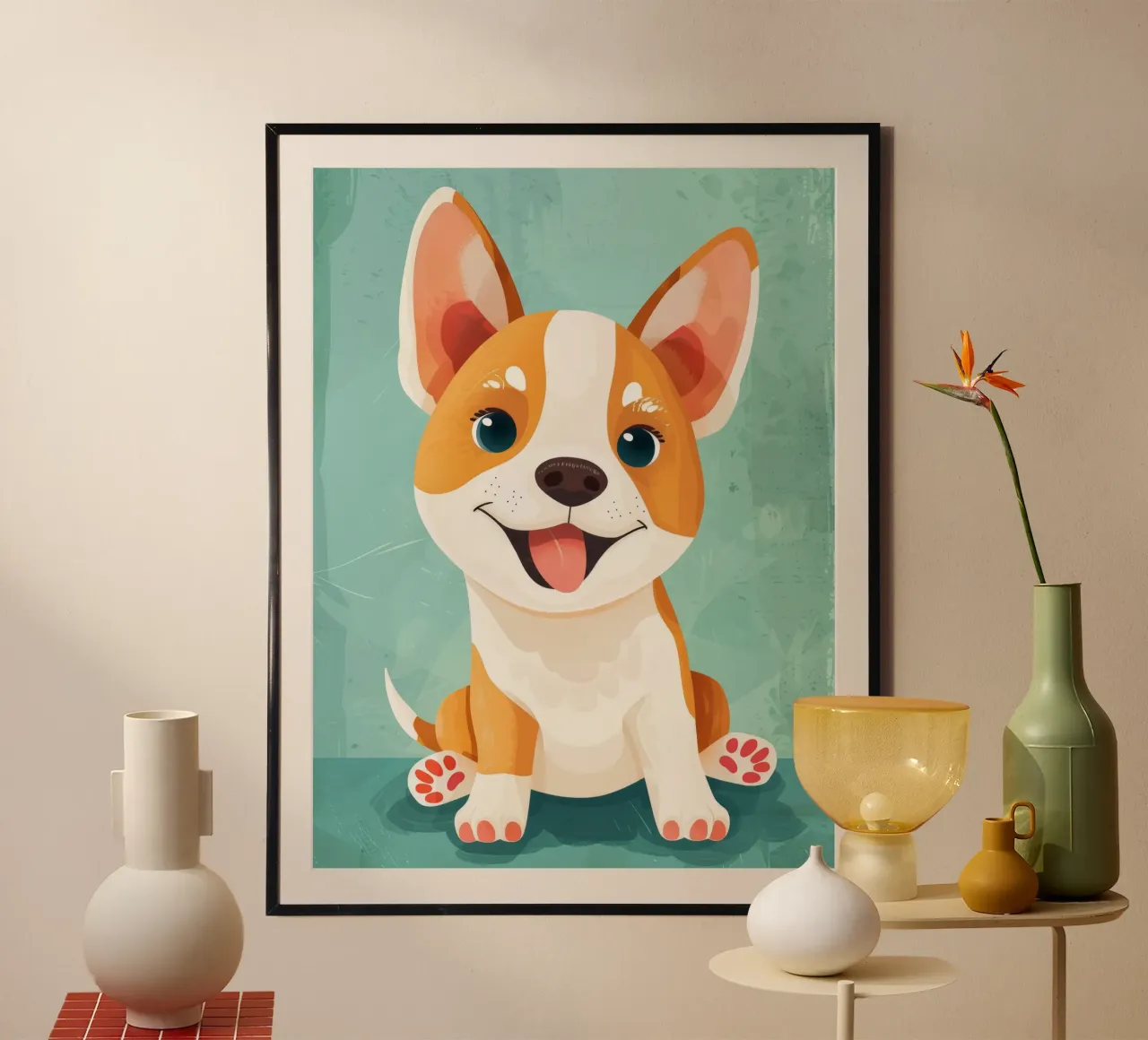 Ritratto di cucciolo Corgi felice carta hahnemühle da DesignDoodle