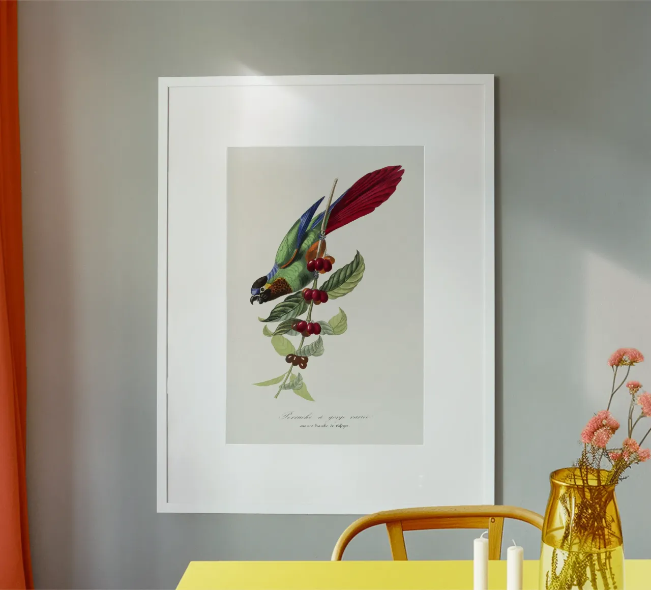 Parakeet bird painting poster con telaio in alluminio da vintageshop