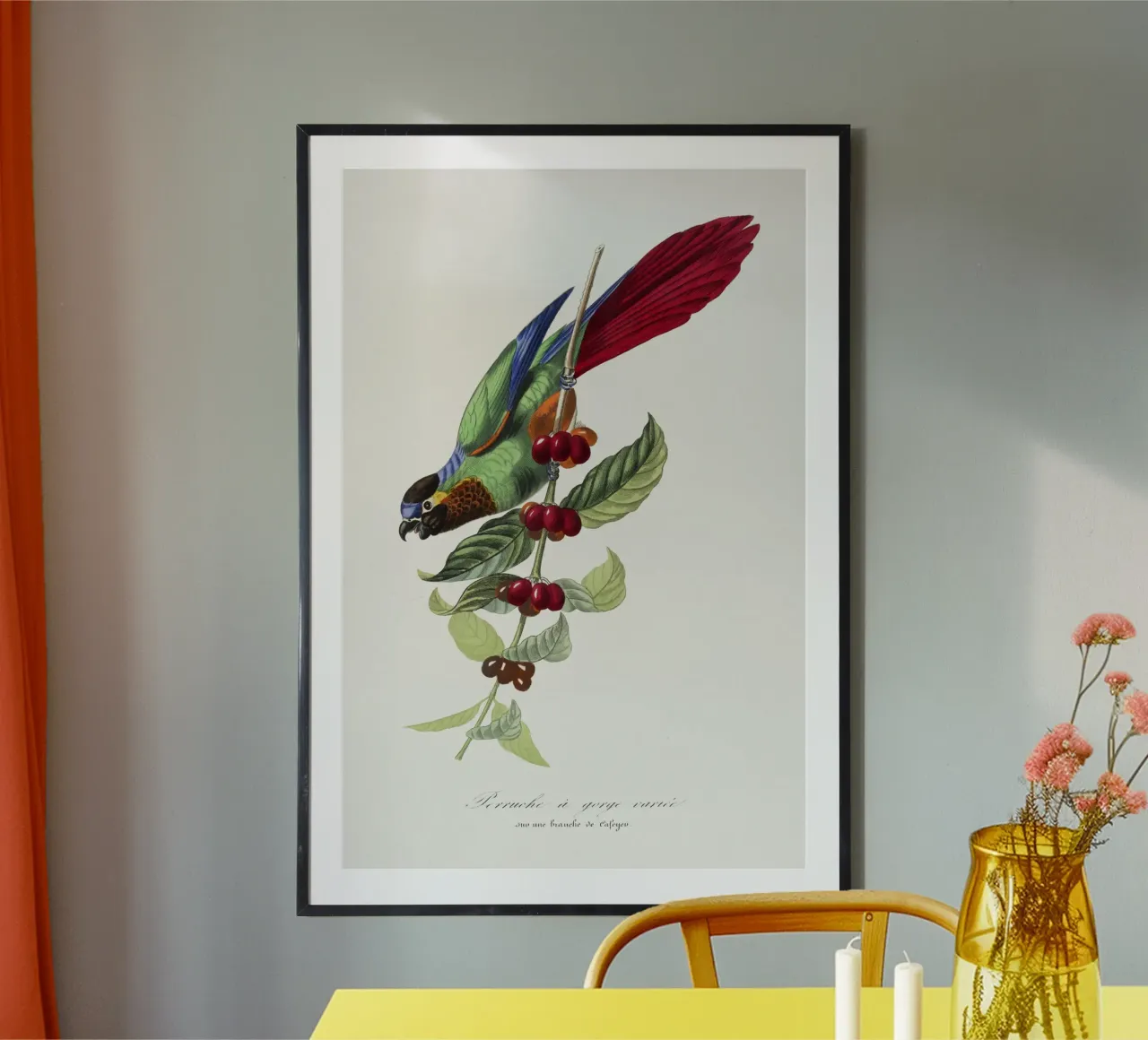 Parakeet bird painting poster con telaio in alluminio da vintageshop