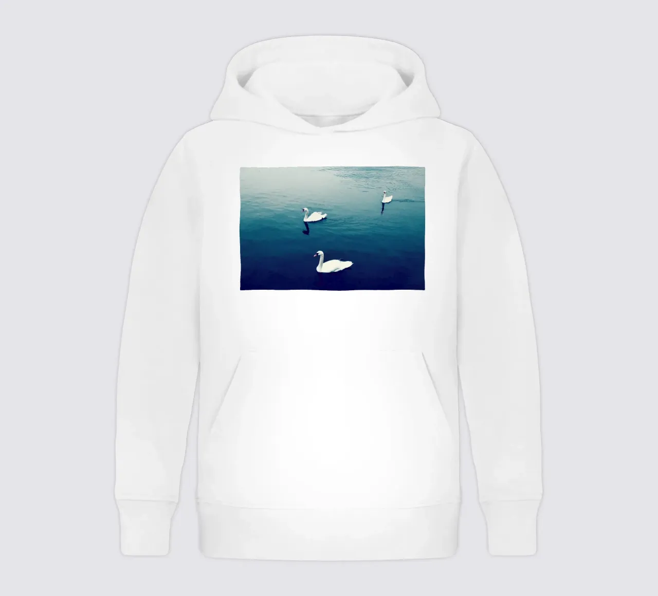 Swan Family in the Lake kids hoodie by KISSA STUDIO