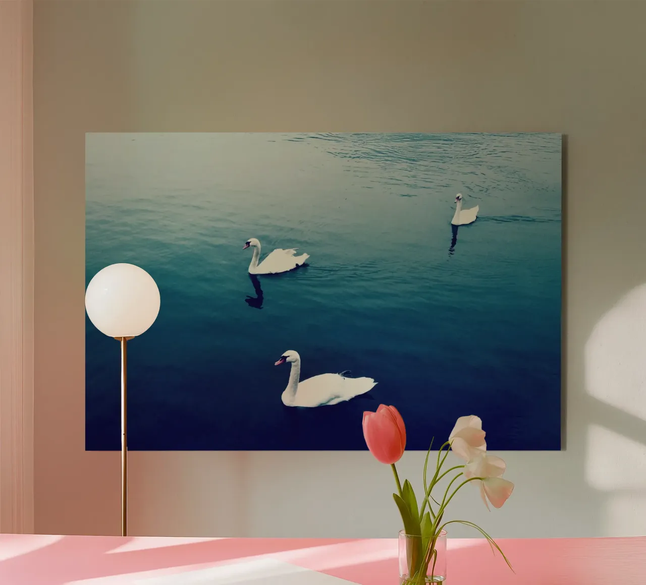 Swan Family in the Lake forex plate by KISSA STUDIO