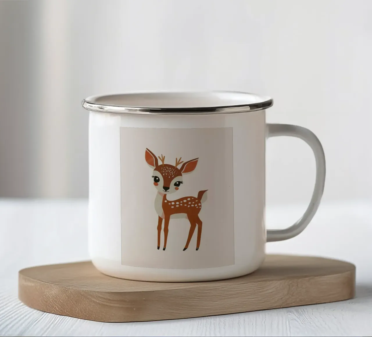 Stilisierte gefleckte Kitz Illustration Emaille Tasse von DesignDoodle