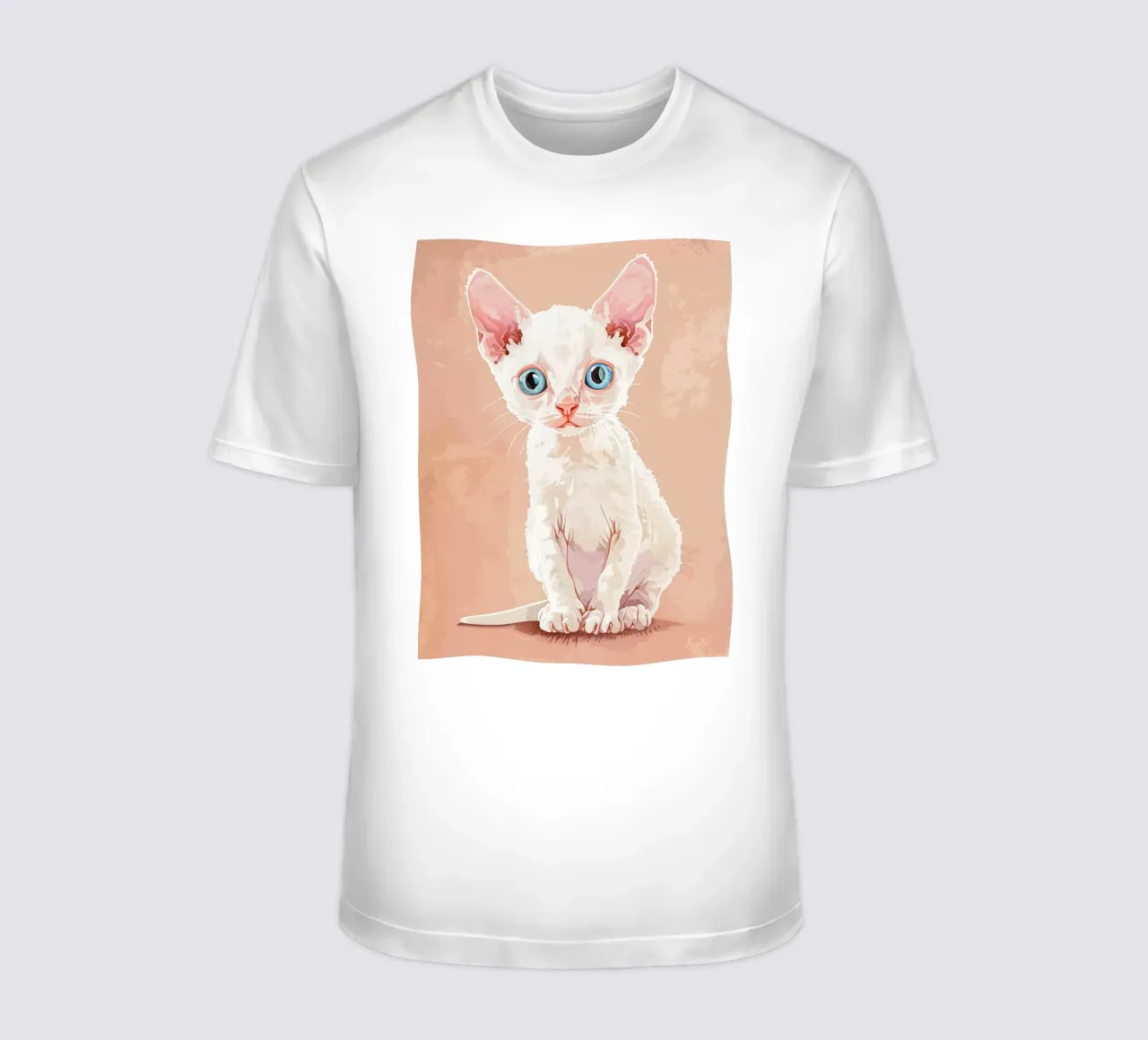 Gattino Devon Rex bianco con occhi blu t-shirt da DesignDoodle