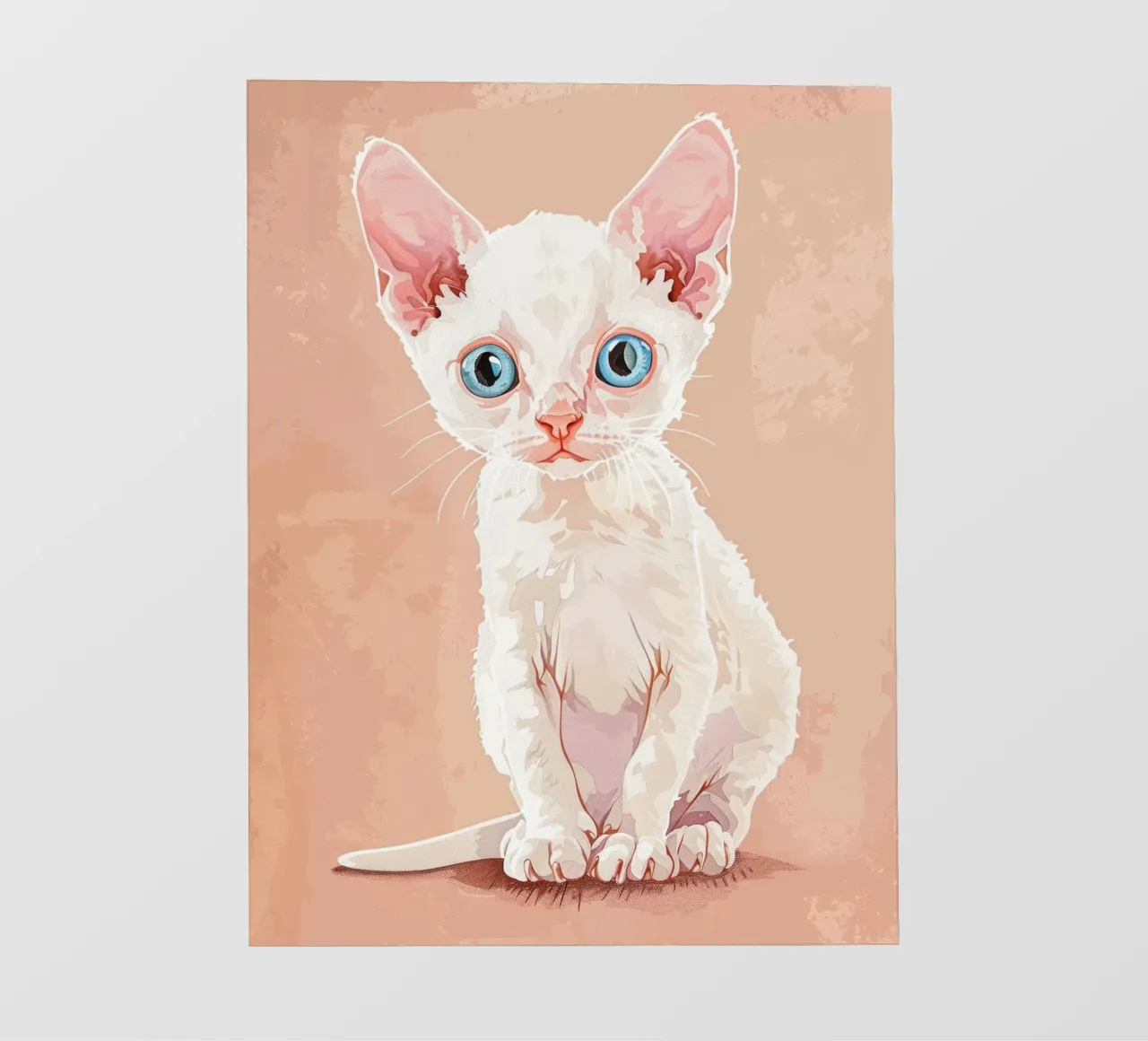 Gattino Devon Rex bianco con occhi blu pellicola backlit da DesignDoodle