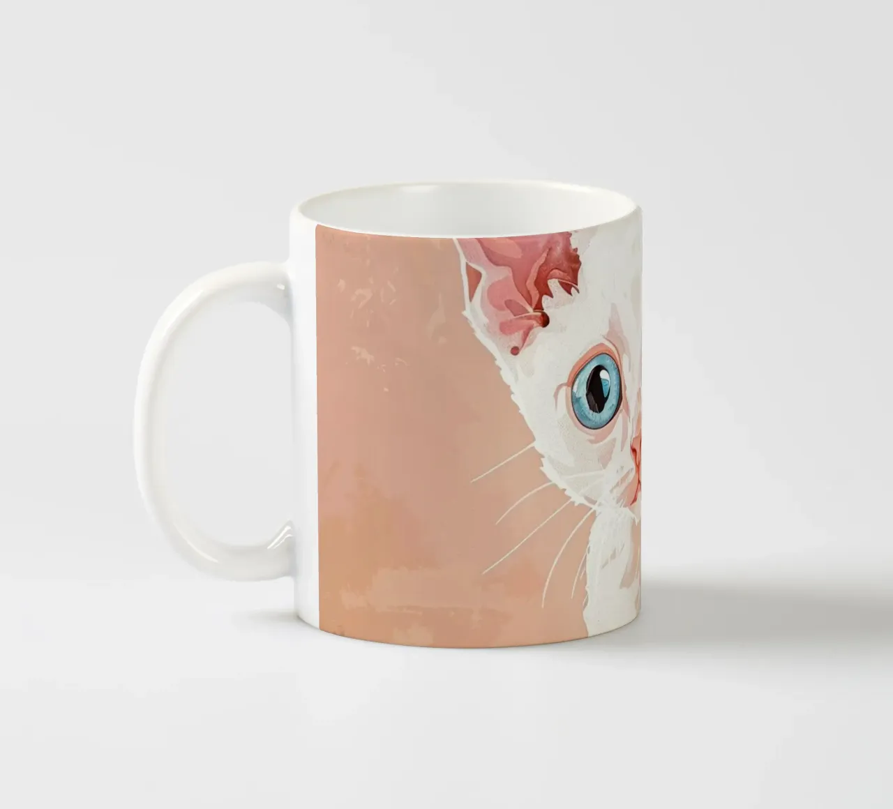 Gattino Devon Rex bianco con occhi blu tazza in ceramica da DesignDoodle