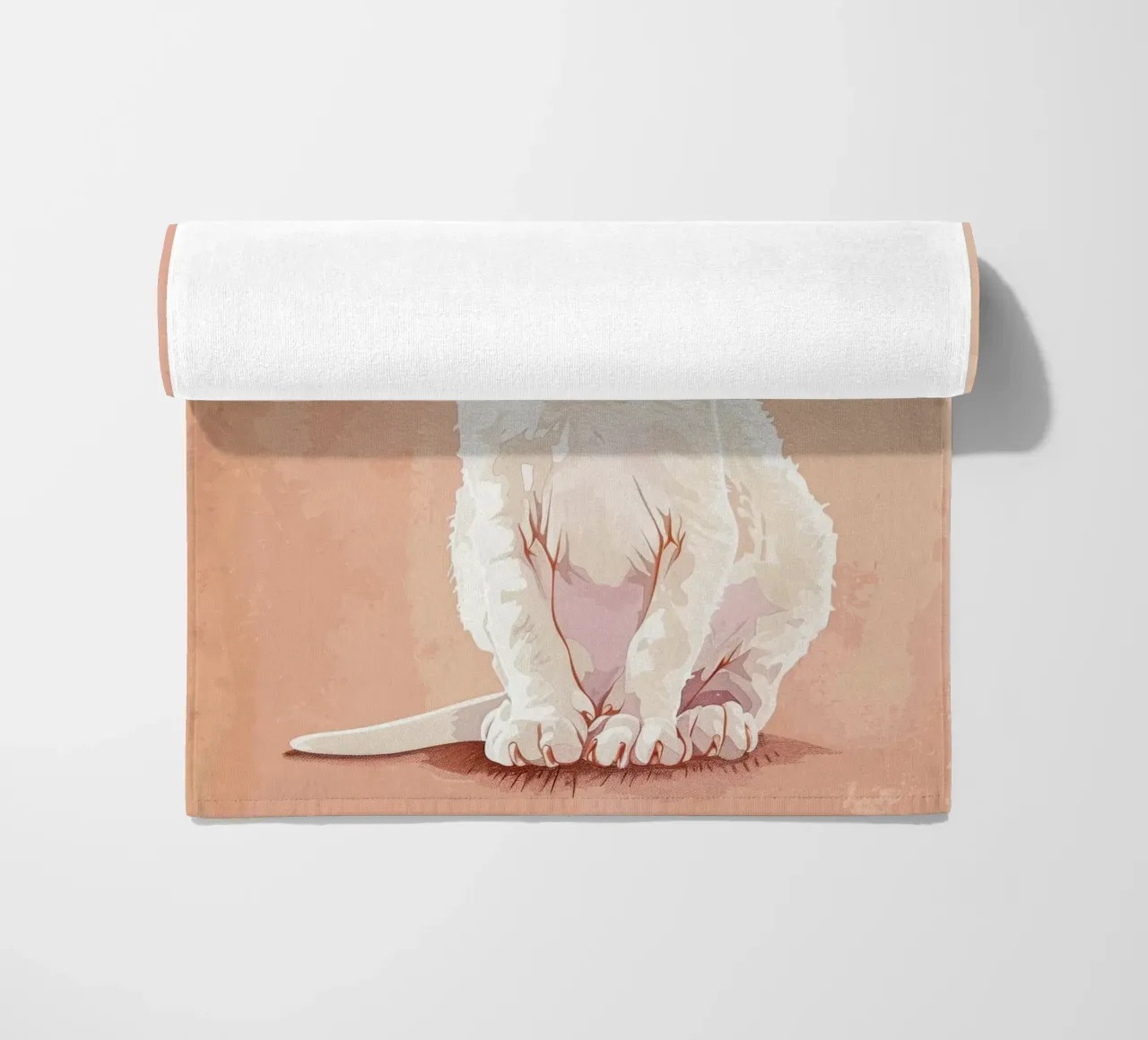 Gattino Devon Rex bianco con occhi blu telo mare da DesignDoodle