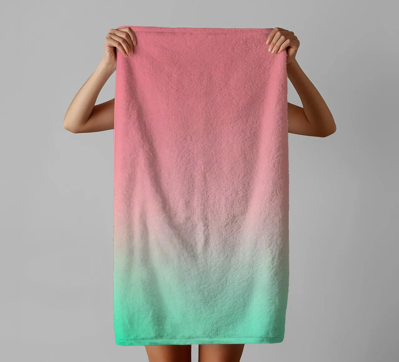 A Slice of Summer • Abstract watermelon gradient towel by Dominique Vari Abstract