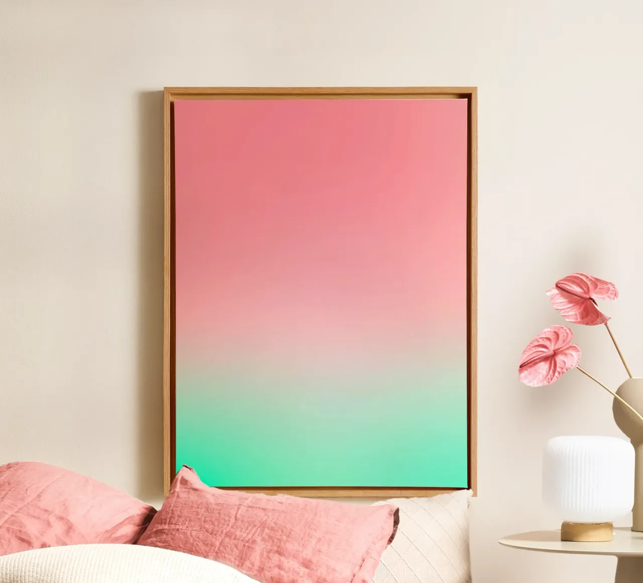 A Slice of Summer • Abstract watermelon gradient canvas by Dominique Vari Abstract