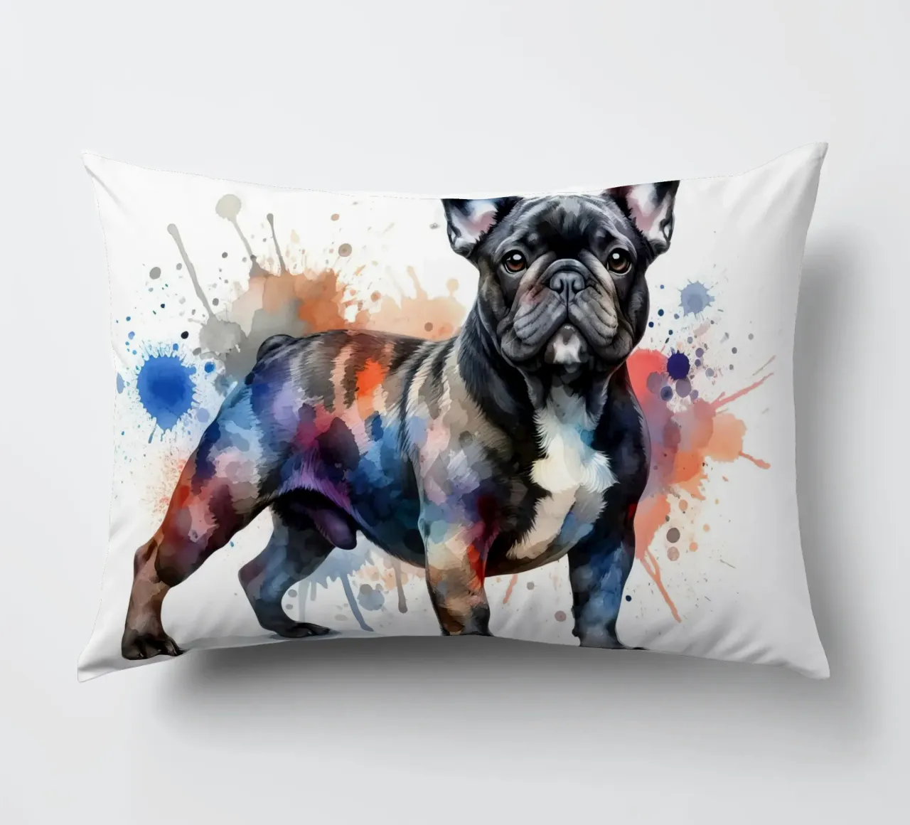 Ritratto di bulldog francese ad acquerello cuscino da 🥝 KIWI STORE