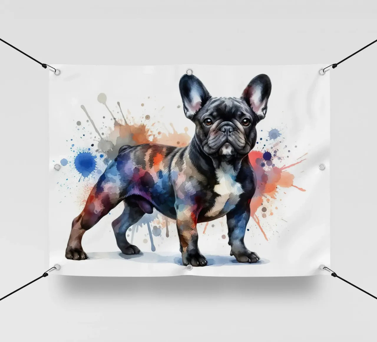 Ritratto di bulldog francese ad acquerello telo in pvc da 🥝 KIWI STORE