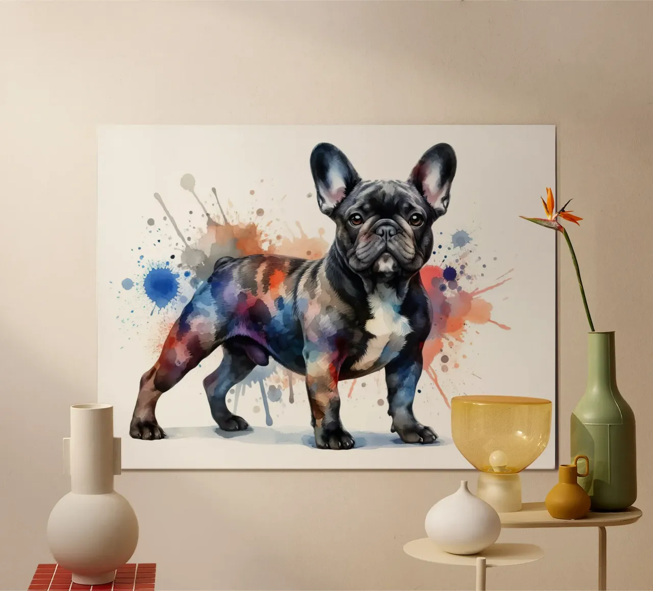 Ritratto di bulldog francese ad acquerello carta hahnemühle da 🥝 KIWI STORE
