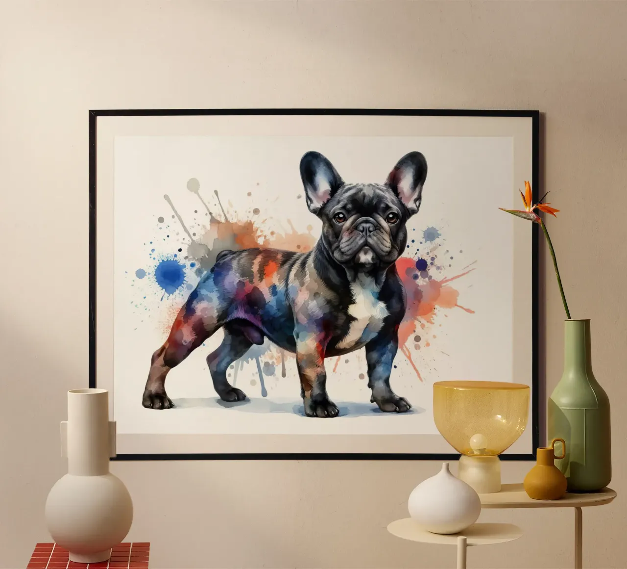 Ritratto di bulldog francese ad acquerello carta hahnemühle da 🥝 KIWI STORE