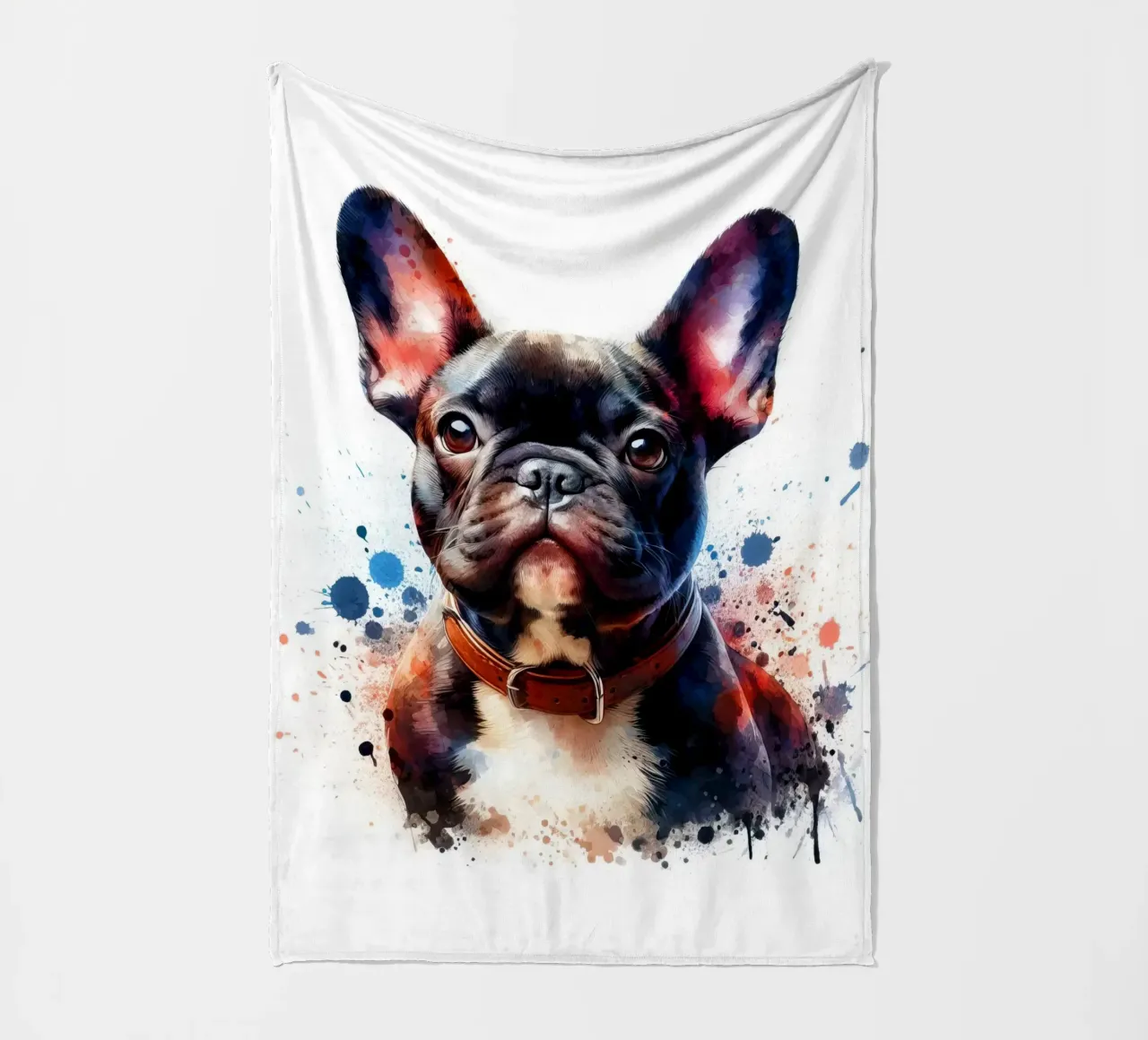 Ritratto di bulldog francese ad acquerello coperta in pile da 🥝 KIWI STORE