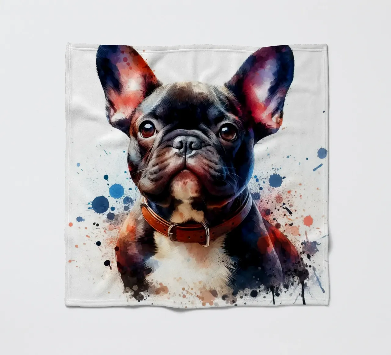 Ritratto di bulldog francese ad acquerello coperta in pile da 🥝 KIWI STORE